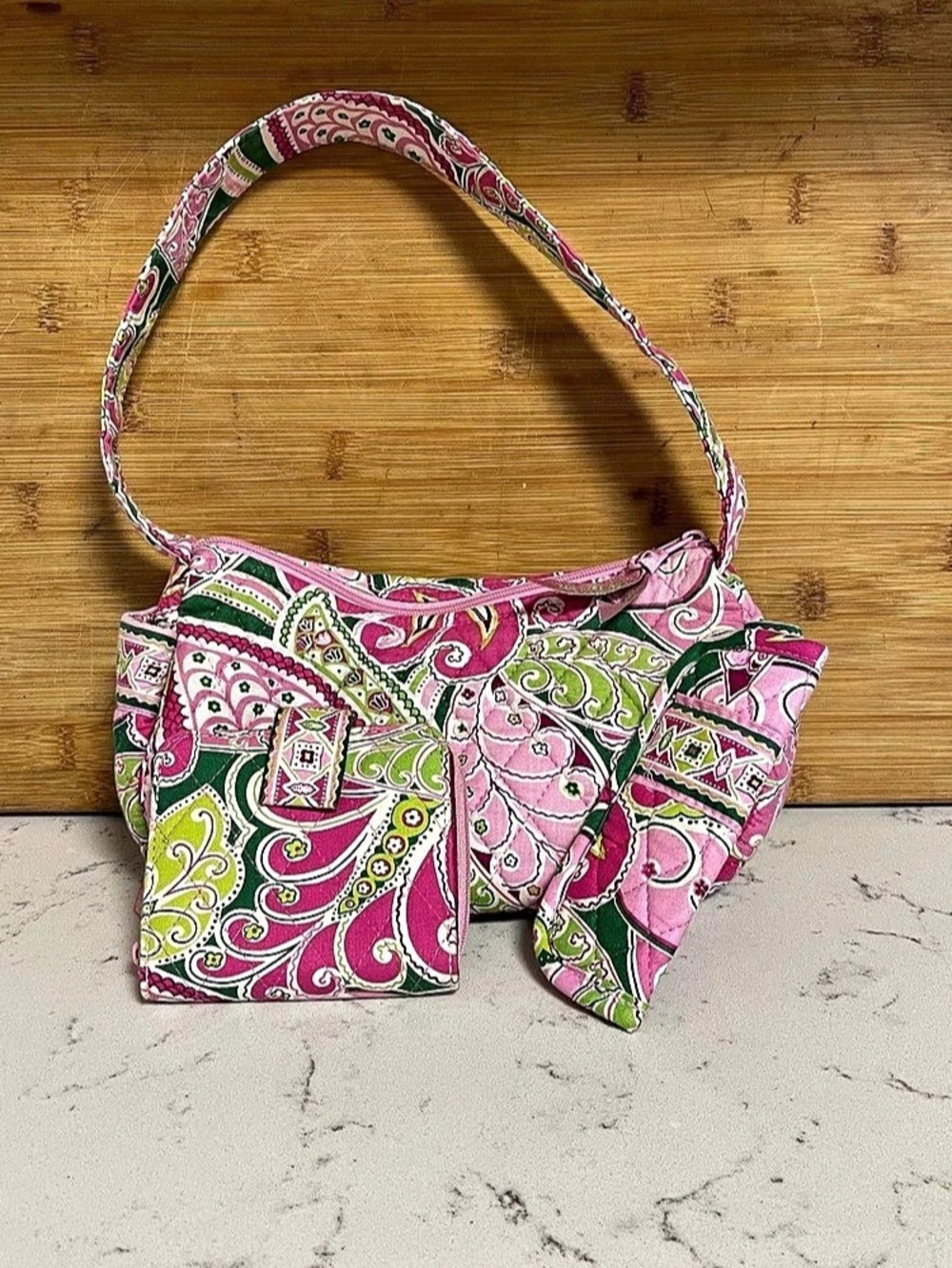 Vera Bradley SET Maggie Purse Wallet & Glasses Case Pinwheel Pink Retired